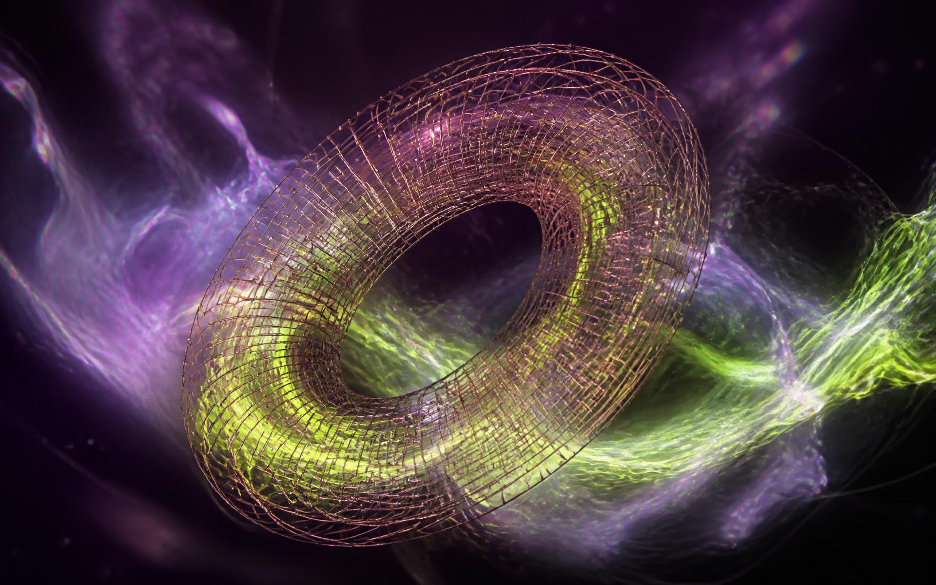 Abstract copper and chartreuse torus representing the Aevum Labs engineering philosophy