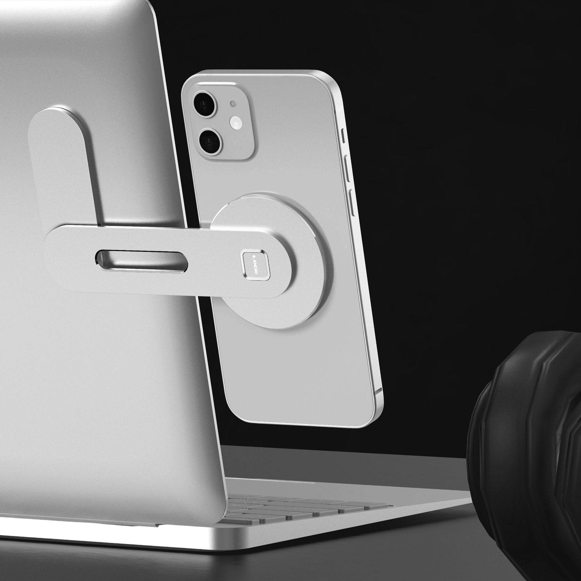 Magnetic Laptop Side Phone Holder Mount product photograph